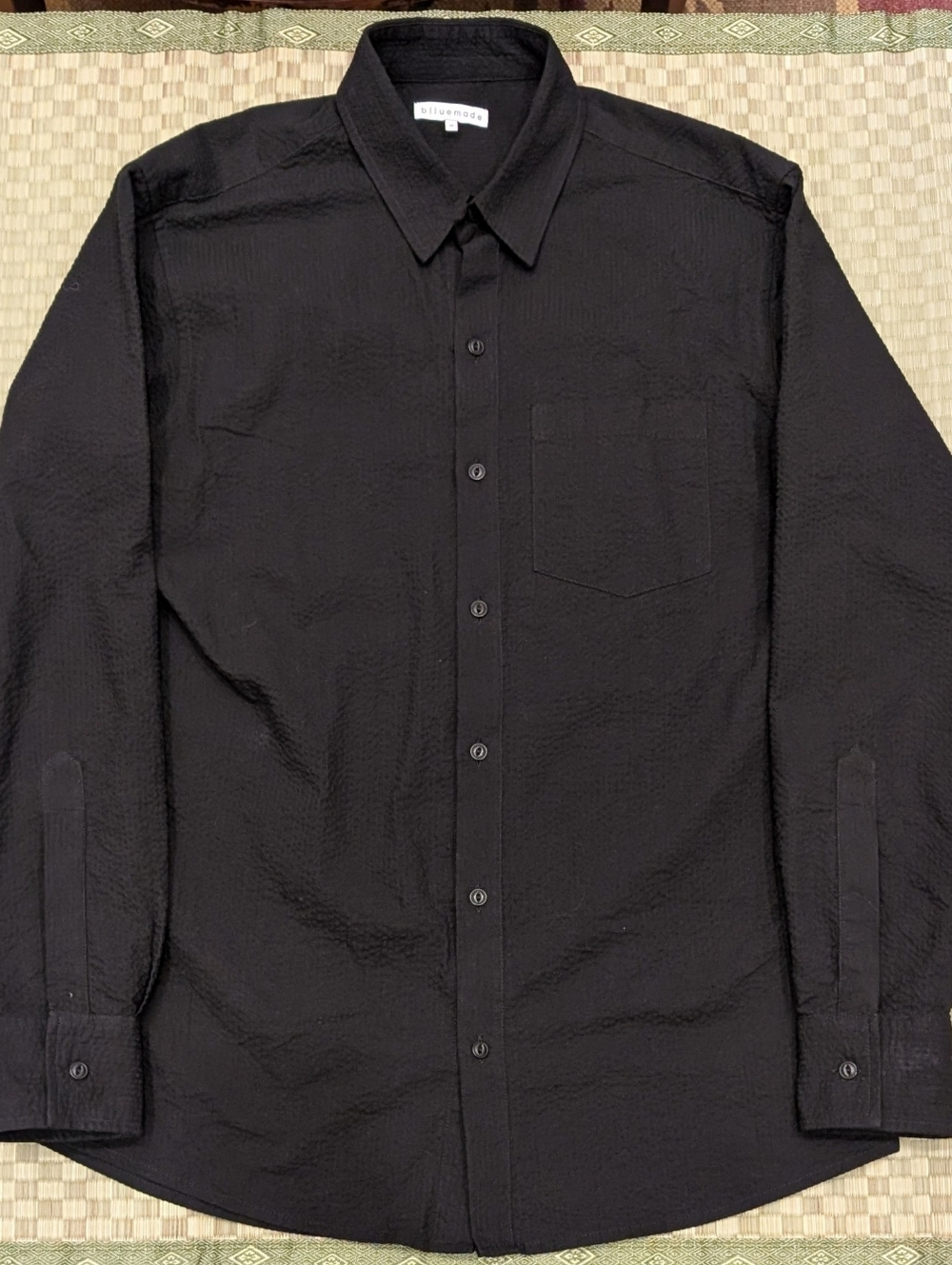 Blluemade Japanese Fabric Seersucker Shirt Men's Size Medium Made in USA